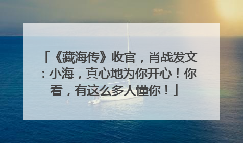 《藏海传》收官，肖战发文：小海，真心地为你开心！你看，有这么多人懂你！