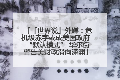 「世界说」外媒：危机级赤字或成美国政府“默认模式” 华尔街警告美财政滑向深渊