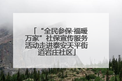 “全民参保·福暖万家”社保宣传服务活动走进泰安天平街道岩庄社区