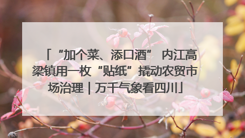 “加个菜、添口酒” 内江高梁镇用一枚“贴纸”撬动农贸市场治理｜万千气象看四川