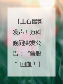 王石最新发声！万科晚间突发公告：“售股”回血！