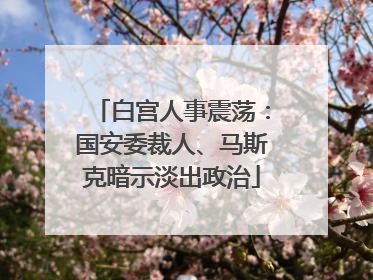 白宫人事震荡：国安委裁人、马斯克暗示淡出政治
