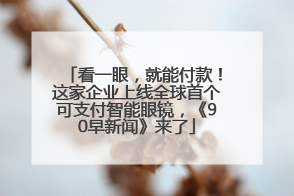 看一眼，就能付款！这家企业上线全球首个可支付智能眼镜，《90早新闻》来了