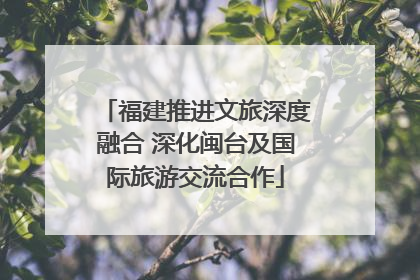 福建推进文旅深度融合 深化闽台及国际旅游交流合作