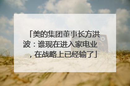 美的集团董事长方洪波：谁现在进入家电业，在战略上已经输了