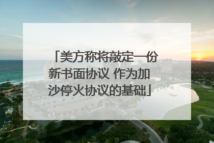 美方称将敲定一份新书面协议 作为加沙停火协议的基础