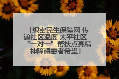 织密民生保障网 传递社区温度 太平社区“一对一”帮扶点亮精神障碍患者希望