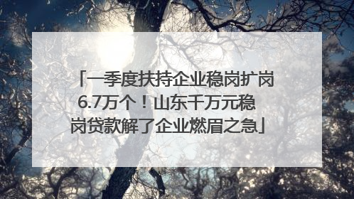 一季度扶持企业稳岗扩岗6.7万个！山东千万元稳岗贷款解了企业燃眉之急