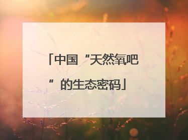 中国“天然氧吧”的生态密码