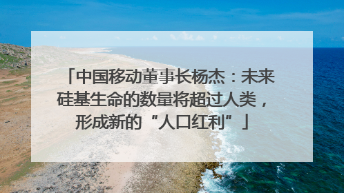 中国移动董事长杨杰:未来硅基生命的数量将超过人类,形成新的“人口红利”