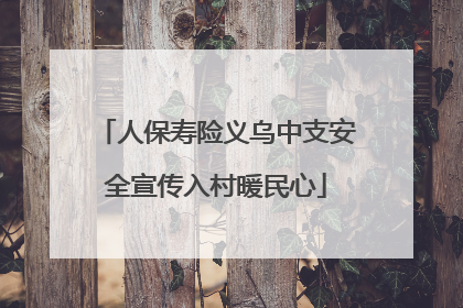 人保寿险义乌中支安全宣传入村暖民心