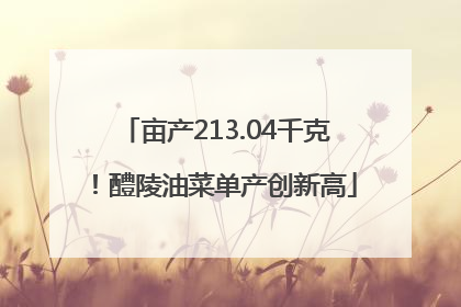 亩产213.04千克！醴陵油菜单产创新高