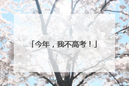 今年，我不高考！