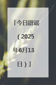 今日辟谣（2025年6月13日）