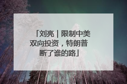 刘亮｜限制中美双向投资，特朗普断了谁的路