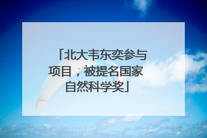 北大韦东奕参与项目，被提名国家自然科学奖