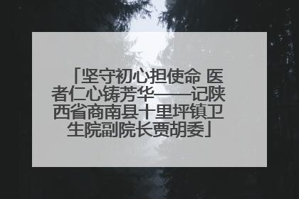 坚守初心担使命 医者仁心铸芳华——记陕西省商南县十里坪镇卫生院副院长贾胡委