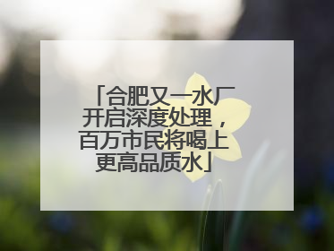 合肥又一水厂开启深度处理，百万市民将喝上更高品质水