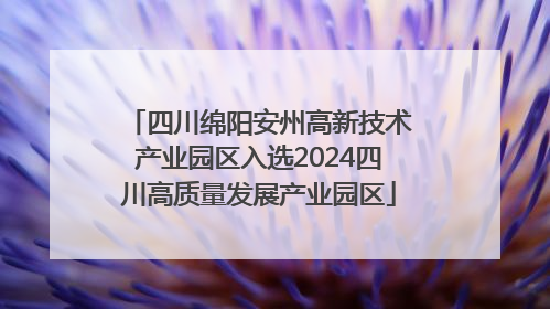 四川绵阳安州高新技术产业园区入选2024四川高质量发展产业园区