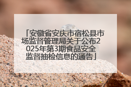安徽省安庆市宿松县市场监督管理局关于公布2025年第3期食品安全监督抽检信息的通告