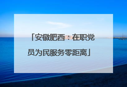 安徽肥西：在职党员为民服务零距离