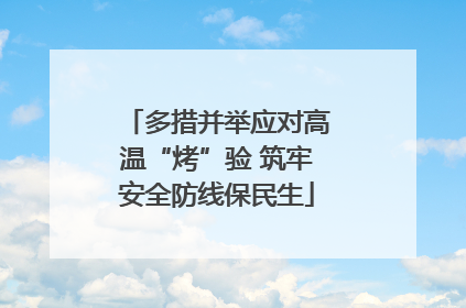多措并举应对高温“烤”验 筑牢安全防线保民生
