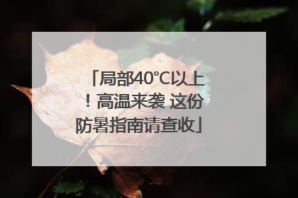 局部40℃以上！高温来袭 这份防暑指南请查收