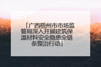 广西梧州市市场监管局深入开展建筑保温材料安全隐患全链条整治行动