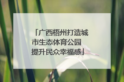 广西梧州打造城市生态体育公园 提升民众幸福感