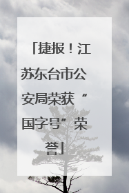 捷报！江苏东台市公安局荣获“国字号”荣誉