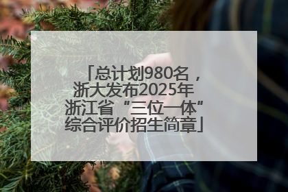 总计划980名，浙大发布2025年浙江省“三位一体”综合评价招生简章