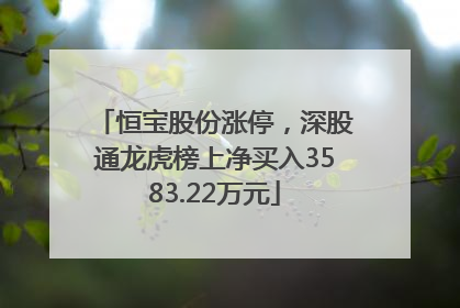恒宝股份涨停，深股通龙虎榜上净买入3583.22万元