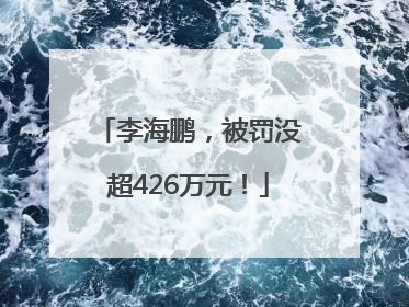 李海鹏，被罚没超426万元！