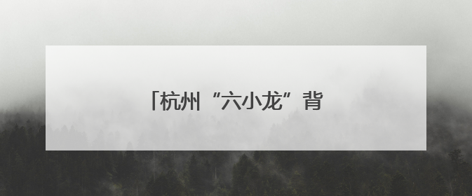 杭州“六小龙”背后是“耐心政府”