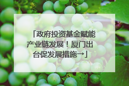 政府投资基金赋能产业链发展！厦门出台促发展措施→