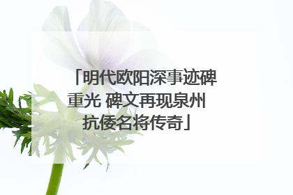 明代欧阳深事迹碑重光 碑文再现泉州抗倭名将传奇