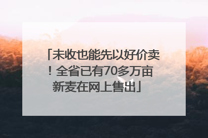 未收也能先以好价卖！全省已有70多万亩新麦在网上售出