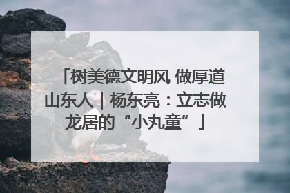 树美德文明风 做厚道山东人｜杨东亮：立志做龙居的“小丸童”