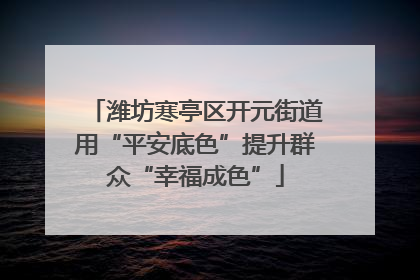 潍坊寒亭区开元街道用“平安底色”提升群众“幸福成色”