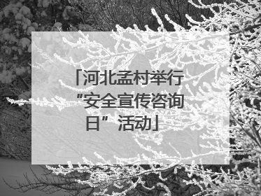 河北孟村举行“安全宣传咨询日”活动