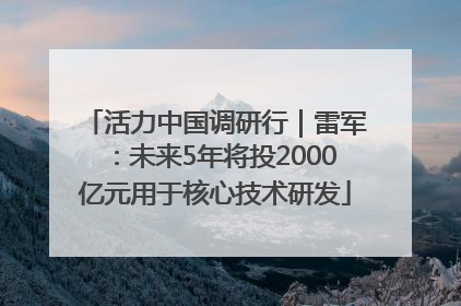 活力中国调研行｜雷军：未来5年将投2000亿元用于核心技术研发