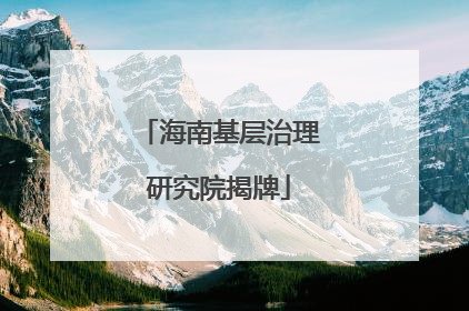 海南基层治理研究院揭牌