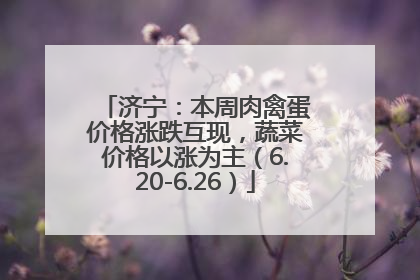 济宁：本周肉禽蛋价格涨跌互现，蔬菜价格以涨为主（6.20-6.26）