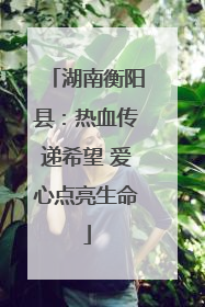 湖南衡阳县：热血传递希望 爱心点亮生命