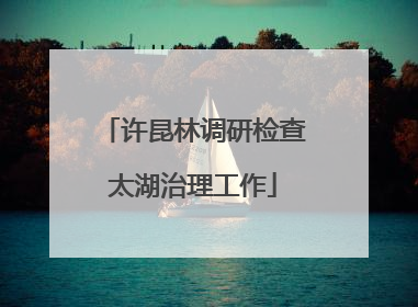 许昆林调研检查太湖治理工作