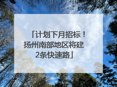 计划下月招标！扬州南部地区将建2条快速路
