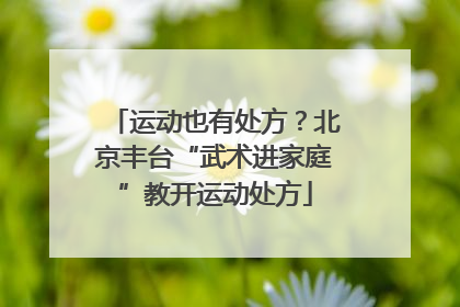 运动也有处方？北京丰台“武术进家庭”教开运动处方