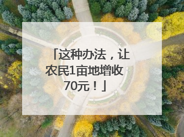这种办法，让农民1亩地增收70元！