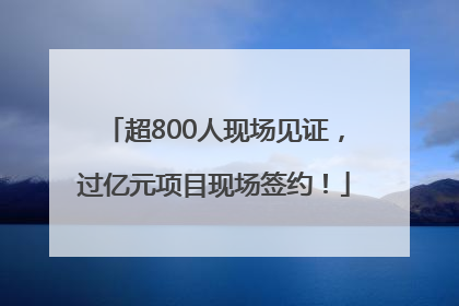 超800人现场见证，过亿元项目现场签约！