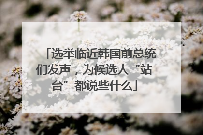 选举临近韩国前总统们发声，为候选人“站台”都说些什么